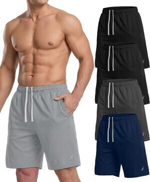 NY Threads 5 Pack Men's Athletic Shorts Quick Dry Loose-Fit Lightweight Small